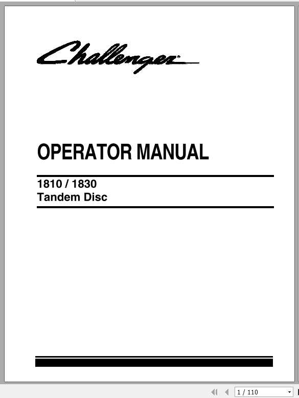 Challenger EU Tillage 1810 1830 Tandem Disc Operator Manual9971245CHB 1
