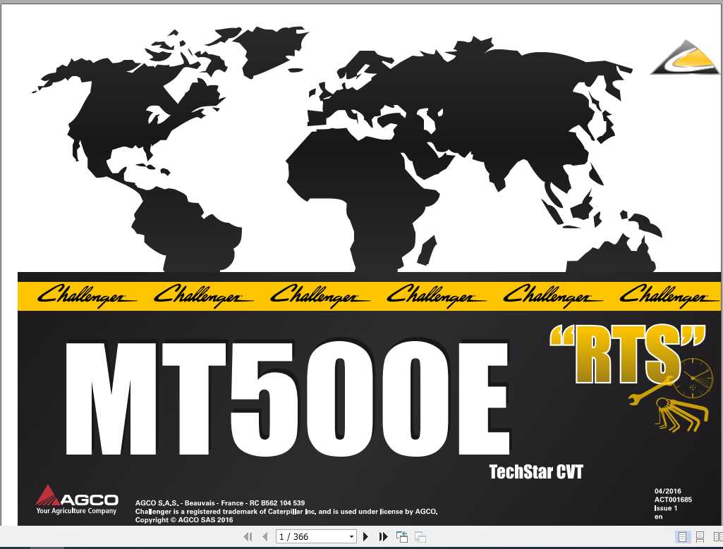 Challenger EU Tractor MT525E MT535E MT545E TechStar CVT Repair Time Schedule 1