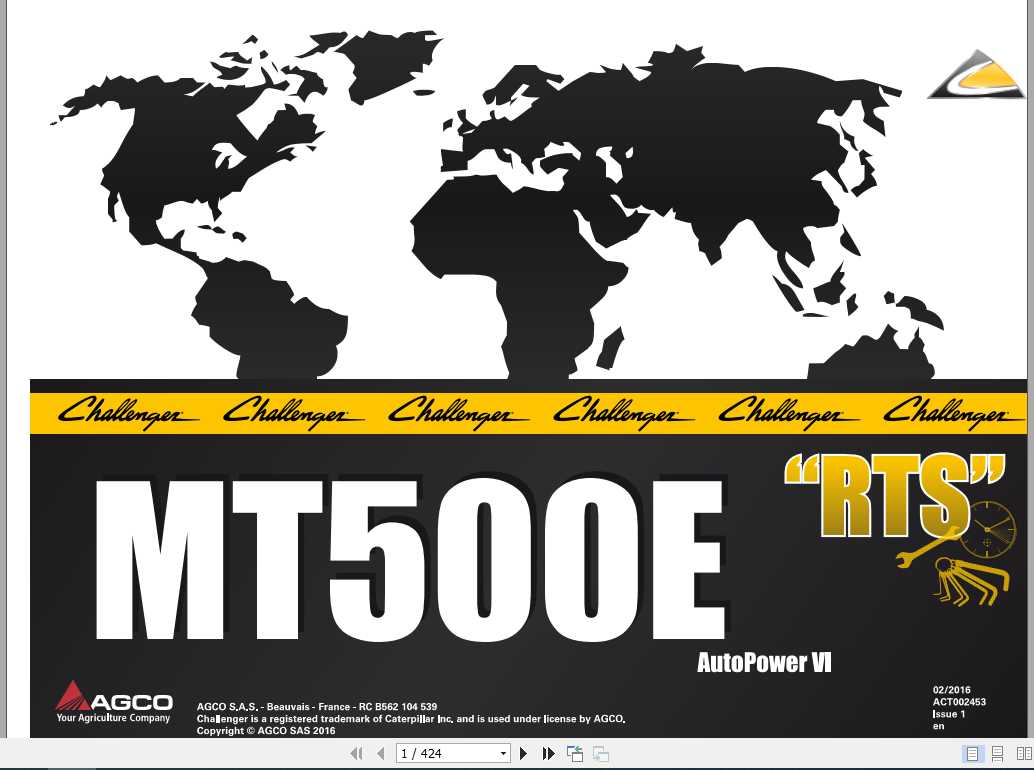 Challenger EU Tractor MT555E MT565E MT575E MT585E MT595E AutoPower VI Repair Time Schedule 1
