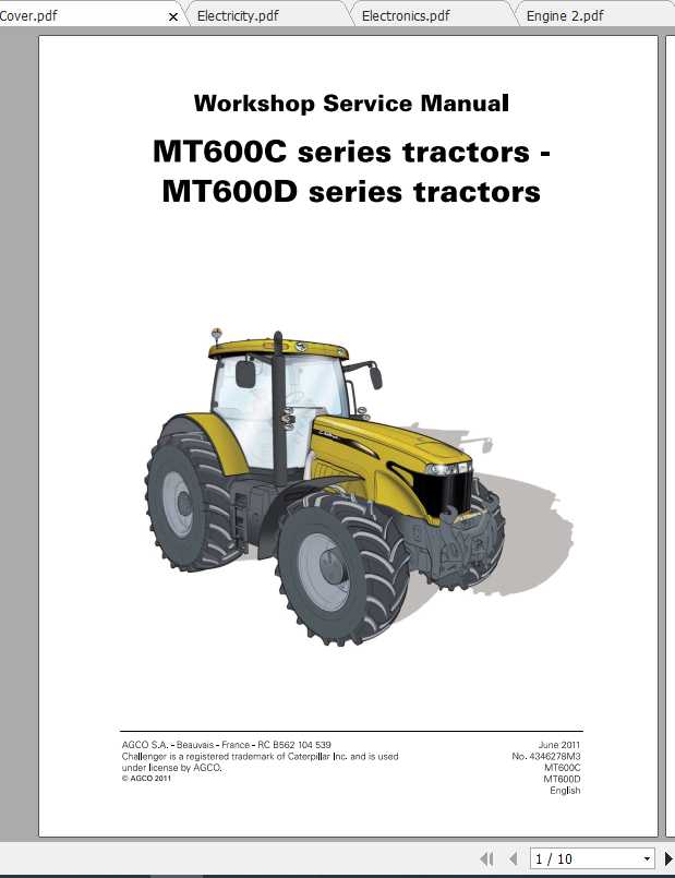 Challenger EU Tractor MT645C MT685C MT645D MT685D Workshop Service Manual4346278M3 2