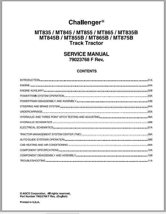 Challenger EU Tractor MT835 MT875B Service Manual79023768F 2