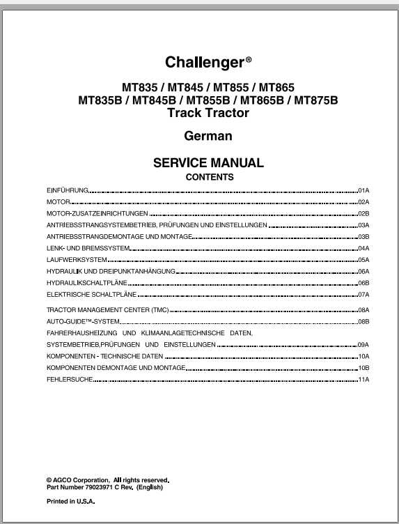Challenger EU Tractor MT835 MT875B Service Manual79023971CDE 2