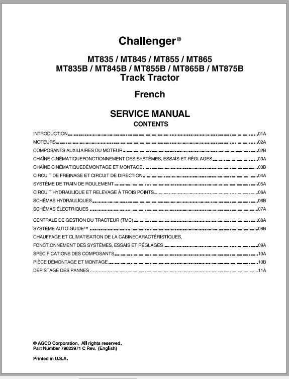 Challenger EU Tractor MT835 MT875B Service Manual79023971CFR 2