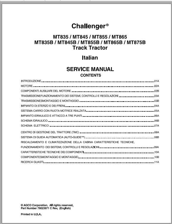 Challenger EU Tractor MT835 MT875B Service Manual79023971CIT 1