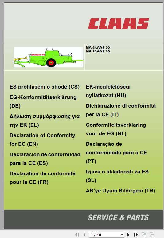 Claas Baler Markant 55 Markant 65 Operators Manual FR DE EN RU 1