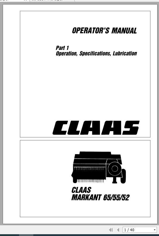 Claas Baler Markant 65 55 52 Operators Manual 1