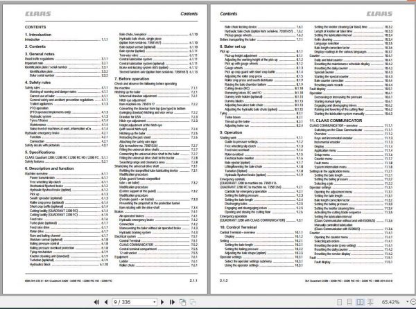 Claas Baler Quadrant 2200 Roto Cut 2200 Roto Cut HD 2200 FINE Cut Operators Manual 2