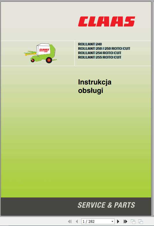 Claas Baler Rollant 240250 Roto Cut254 Roto Cut255 Roto Cut Operators Manual PL 1