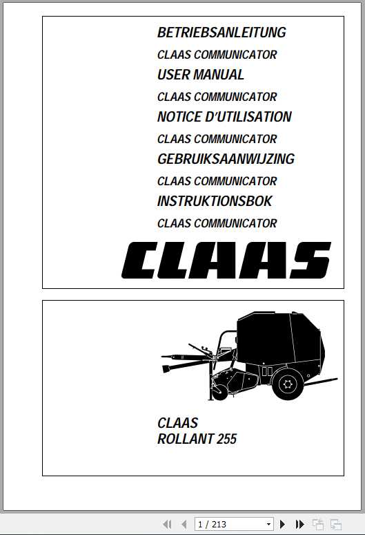 Claas Baler Rollant 255 Operators Manual FR DE EN RU 1