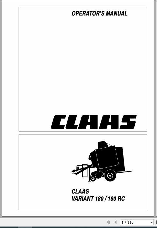 Claas Baler Variant 180 180 RC Operators Manual 1