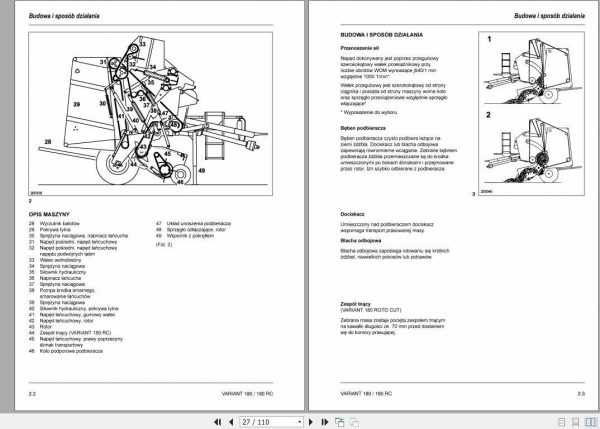 Claas Baler Variant 180 180 RC Operators Manual PL 2