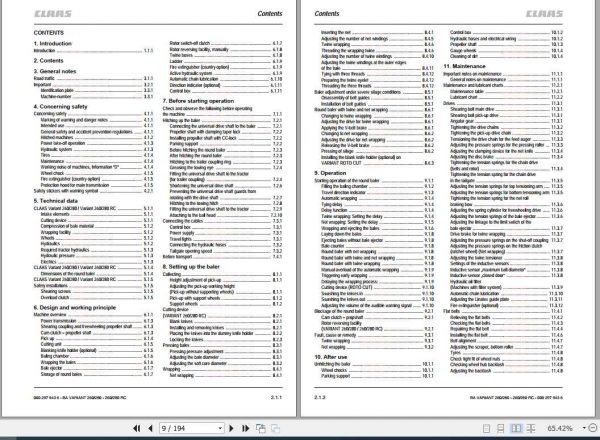 Claas Baler Variant 260 260 Roto Cut 280 280 Roto Cut Operators Manual 2