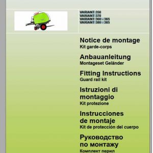 Claas Baler Variant 350 370 360 365 380 385 Operators Manual FR DE EN RU 1