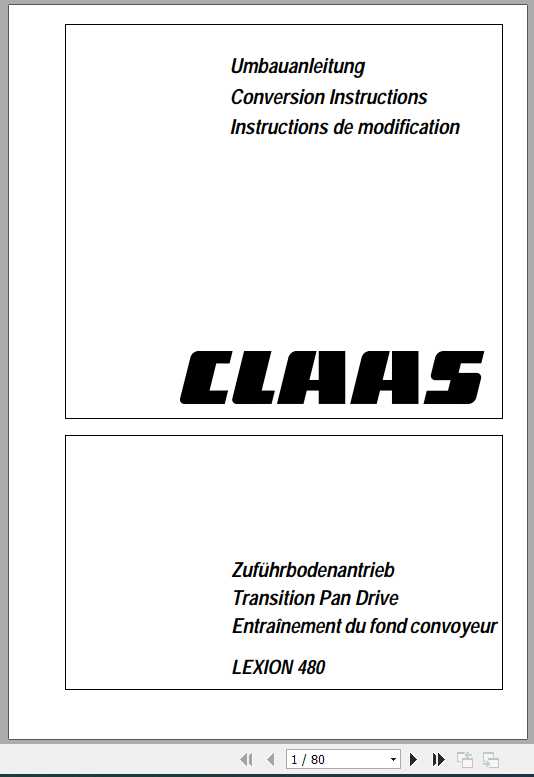 Claas Combines Lexion 480 Conversion Instructions 1