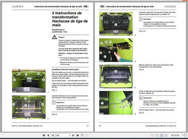 Claas Combines Lexion 560 510 Conversion Instructions FR DE EN RU 2