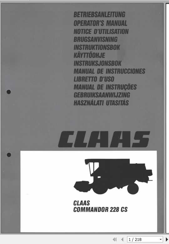 Claas Commandor 228 CS Operators Manual 1