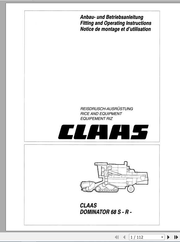 Claas Dominatior 68 S R Operators Manual FR DE EN RU 1