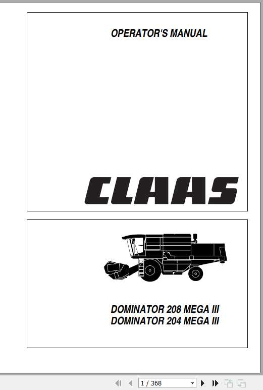 Claas Dominator 208 Mega III Dominator 204 Mega III Operators Manual 1