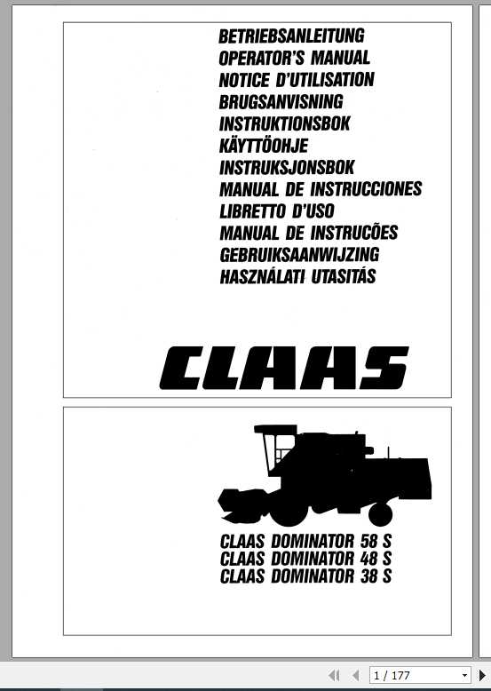 Claas Dominator 58S 48S 38S Operators Manual FR DE EN RU 1