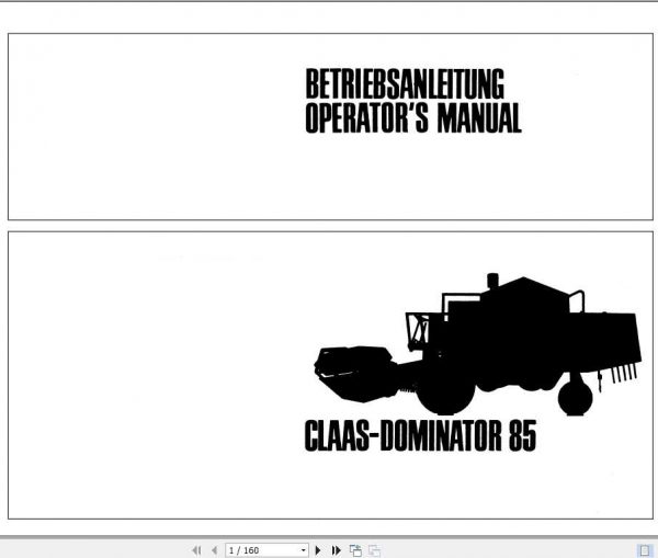 Claas Dominator 85 Operators Manual 1