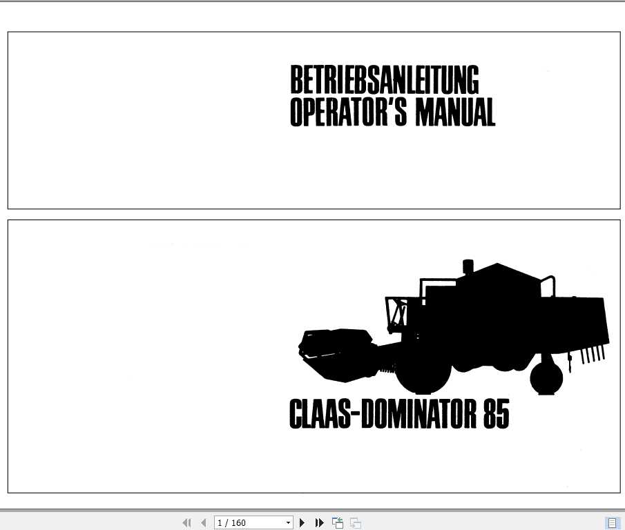 Claas Dominator 85 Operators Manual 1