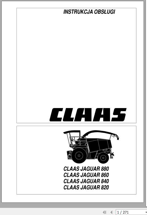 Claas Jaguar 880 820 Operators Manual PL 1