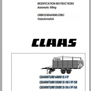 Claas Loader Wagons Quantum 6800 S P Quantum 4500 S P Conversion Instructions