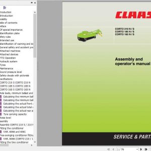 Claas Mowers Corto 210 N S Corto 185 N S Corto 165 N S Assembly Instruction 1