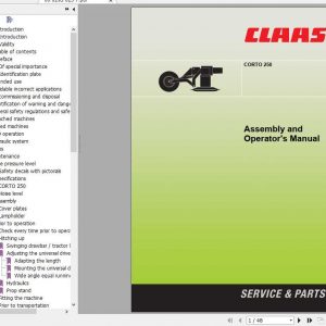 Claas Mowers Corto 250 Assembly Instruction 1