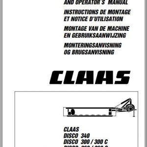 Claas Mowers Disco 340 Disco 300 300C Disco 260 260C Assembly Instruction FR DE EN RU 1