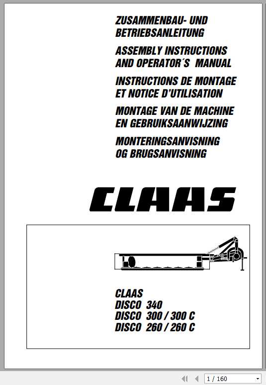 Claas Mowers Disco 340 Disco 300 300C Disco 260 260C Assembly Instruction FR DE EN RU 1