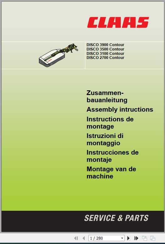 Claas Mowers Disco 3900 3500 3100 2700 Contour Assembly Instruction FR DE EN RU 1