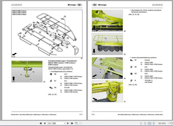 Claas Mowers Disco 3900 3500 3100 2700 Contour Assembly Instruction FR DE EN RU 2
