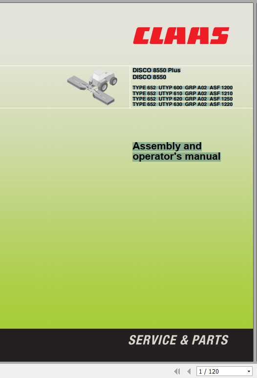 Claas Mowers Disco 8550 Plus Disco 8550 Assembly Instruction 2
