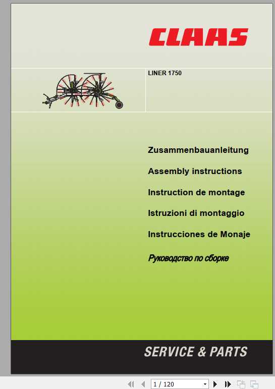 Claas Swathers Liner 1750 Assembly Instruction FR DE EN RU 1