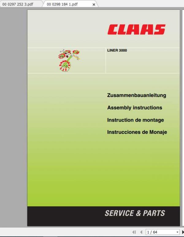 Claas Swathers Liner 3000 Assembly Instruction FR DE EN RU 1