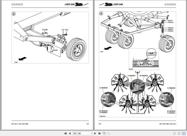 Claas Swathers Liner 3000 Assembly Instruction FR DE EN RU 2