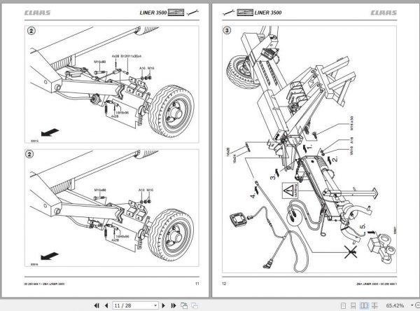 Claas Swathers Liner 3500 Assembly Instruction FR DE EN RU 2