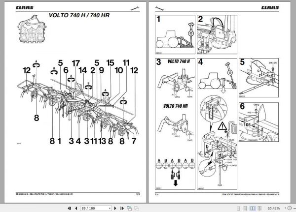 Claas Swathers Volto 740H 740HR 640H 640HR 64 Assembly Instruction FR DE EN RU 2