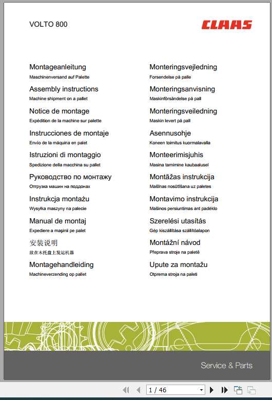 Claas Swathers Volto 800 Assembly Instruction FR DE EN RU 2