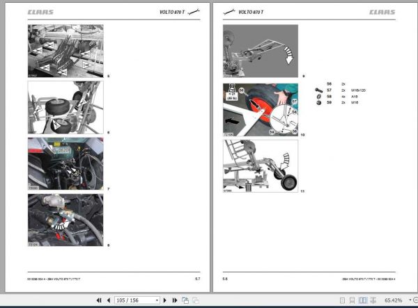 Claas Swathers Volto 870T 770T Assembly Instruction FR DE EN RU 2