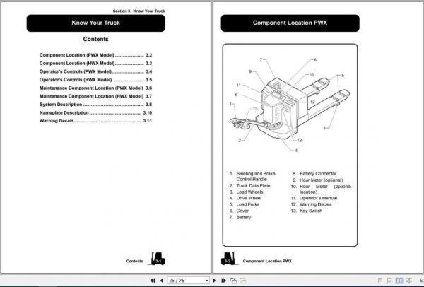 Clark Electric Pallet PWX30 40SE PWX30 40SE OM 781 Operators Manual 2