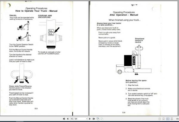 Clark Forklift AGT5 OM 552 Operators Manual2772957 2