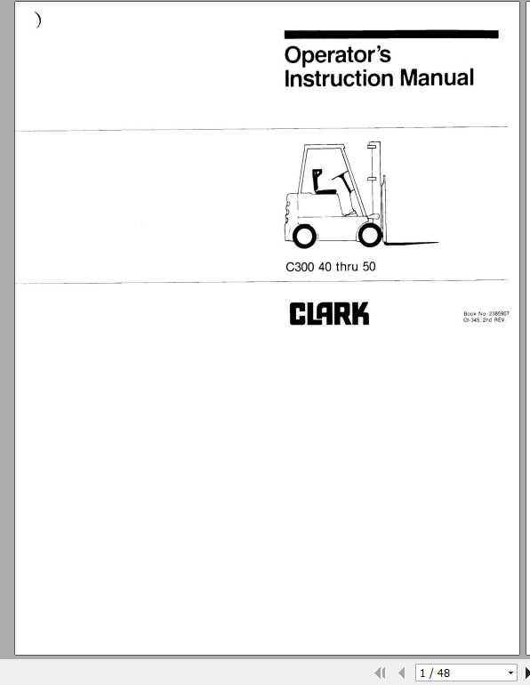 Clark Forklift C300 40 50 Operators Manual 1