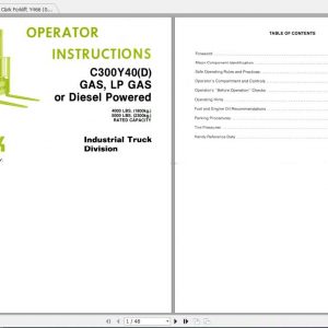 Clark Forklift C300 Y40 Y50 Y60 D Operators Manual 1