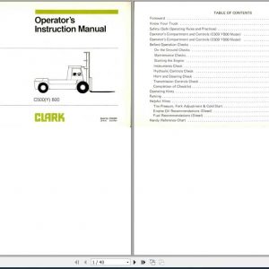 Clark Forklift C500Y800 OI 416 Operators Manual2385968 1