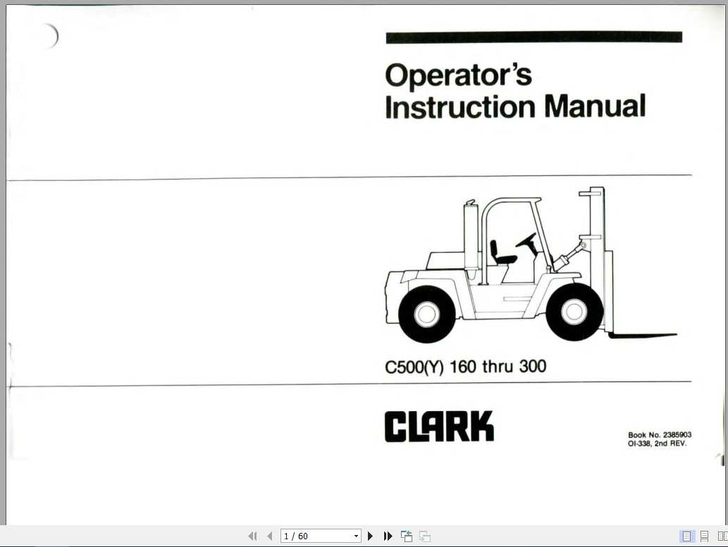 Clark Forklift C500Y 160 300 Operators Manual 1