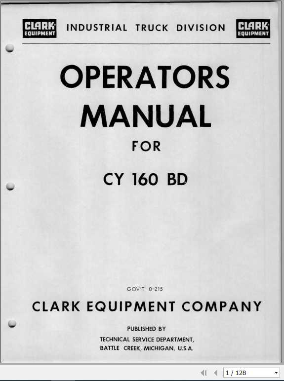 Clark Forklift CY160BD Operators ManualO 215 1