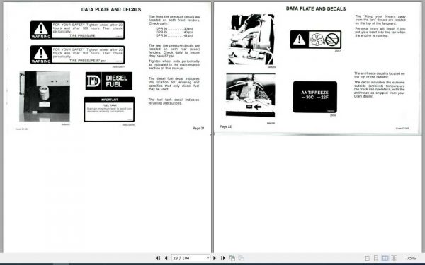 Clark Forklift DPR20 DPR25 DPR30 OI 533 Operators Manual2340751 3