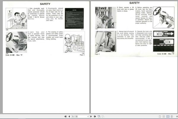 Clark Forklift EC500Y 60 70 Model 72 Volt OI 399 Operators Manual 2